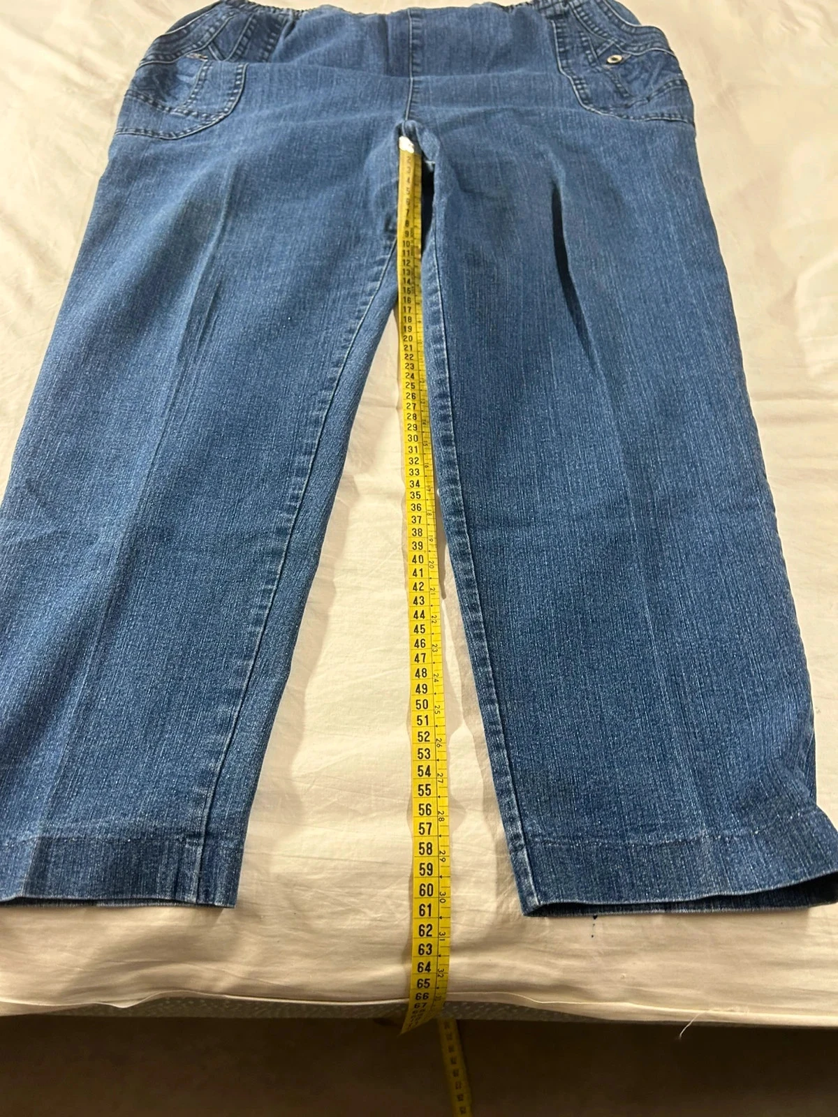 Jeans curtos azuis estilo vintage retrô tamanho 40 – photo 5
